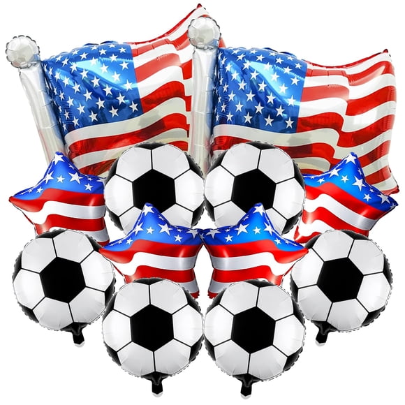 Party Balloons OIWLCI, tema de fútbol 4D, con bandera para cumpleaños