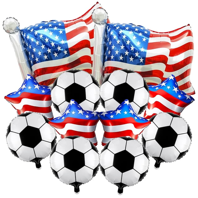 Party Balloons OIWLCI, tema de fútbol 4D, con bandera para cumpleaños