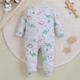 thumbnail image 2 of ATAIKU Infant Baby Girls' Sleep and Play Footed Pajamas Dinosaur One-Piece Sleeper Button Romper Jumpsuit Cotton PJs For Newborn, 2 of 7