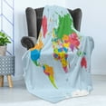 thumbnail image 4 of Map Soft Flannel Fleece Throw Blanket, Classical Colorful Map of World in Political Style Travel Europe America Asia Africa, Cozy Plush for Indoor and Outdoor Use, 70" x 90", Multicolor, by Ambesonne, 4 of 5