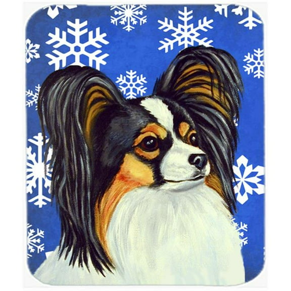 Papillon Winter Snowflakes Holiday Mouse Pad, Hot Pad Or Trivet