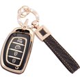 thumbnail image 1 of Key Fob Cover Compatible with Fit for Hyundai Elantra Ioniq Sonata Tucson Elantra GT Bling Key Case Protection Shell with Keychain Case Holder Protector,1,Black, 1 of 6