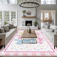 thumbnail image 3 of Easter Area Rugs 6'x9', Washable Small Throw Rugs for Kitchen Dining room, Spring Polka Dot Bunny Pink Plaid Checkered Indoor Outdoor Rug Non-Slip Low Pile Carpet Runner Reversible Floor Mats, 3 of 8