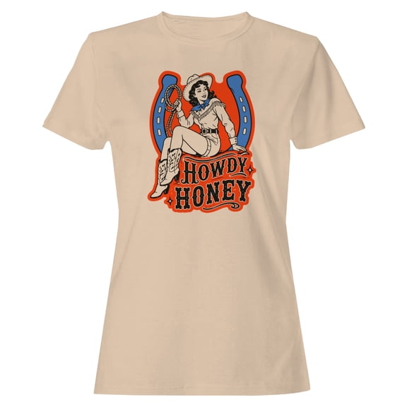 Smartprints Howdy Honey Western Cowgirl Women's T-Shirt Natural, Cotton, S