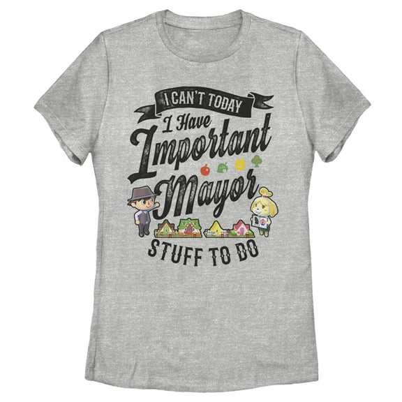 Women's Nintendo Animal Crossing Mayor Stuff Graphic Tee Athletic Heather Medium