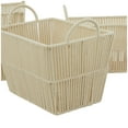 thumbnail image 4 of DecMode 12", 11", 10"H Cream Cotton Fabric Handmade Storage Basket with Handles, 3-Pieces, 4 of 7