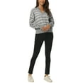 thumbnail image 2 of INSPIRE CHIC Chandail Polo à Rayures pour Femme Automne Hiver Col en V à Blocs de Couleur Manches Longues Tricoté Décontracté Hauts TG Gris, 2 of 6