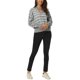thumbnail image 2 of Suéter de punto casual de manga larga con cuello en V y bloque de color a rayas para mujer Inspire Chic, otoño-invierno, S, gris, 2 of 6