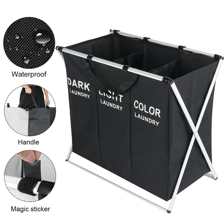 Suntage Laundry Basket Organizer, Hampers for Laundry 6 Compartments,  Laundry Hamper with 6 Sliding Laundry Sorter Bags, Top Storage Shelf, and  Metal