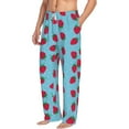 thumbnail image 2 of Uemuo Strawberries Pattern Men's Wide Leg Palazzo Lounge Pants with Pockets Light Weight Loose Comfy Casual Pajama Pants-Medium, 2 of 9