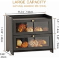 thumbnail image 2 of Bread Box for Kitchen Countertop, Extra Large Bamboo Bread Storage Container for Homemade Bread, Double Layer Breadox, Bread Bin Organizer for Counter Cabinet Pantry, Black, 2 of 14