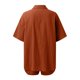 thumbnail image 3 of Conjunto de 2 piezas para mujer con camisa con solapa y pantalones cortos: color liso, traje informal de verano, poliéster, corte ajustado, tallas S-XL, ropa para vacaciones/fiestas, 3 of 3