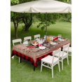 thumbnail image 3 of Outdoor Tablecloth with Umbrella Hole and Zipper, Christmas Truck Rectangle Table Cloth 60x84 Inch Waterproof Tablecloth, Farmhouse Buffalo Check Snowflakes Brown Wood Picnic Table Cover for Patio, 3 of 7