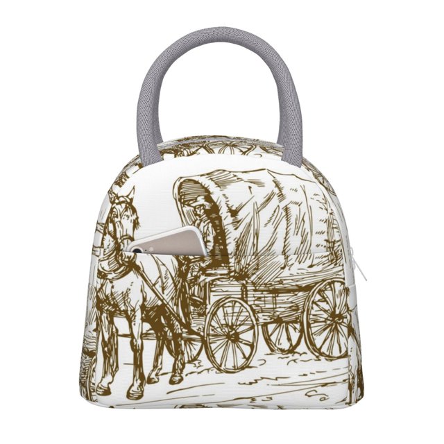 Balery Western Scenery With Old Wagon Bolsa de Almuerzo para Mujeres, Caja de Almuerzo, Bolsa de Almuerzo Pequeña Impermeable, Tote de Almuerzo Reutilizable con Gran Capacidad