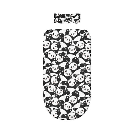 

Lafuoo Seamless Pattern Cute Panda Pattern 0-6 Months Newborn Swaddle Bag Headband Set for Girls Clothes Baby Care Products