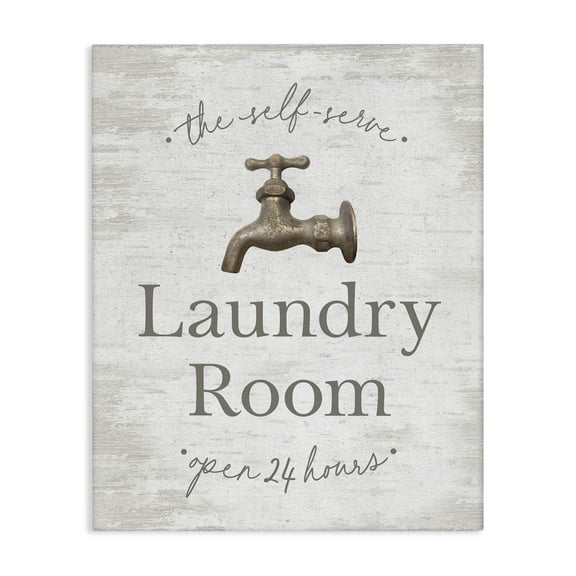 Stupell Industries Distressed Laundry Room Typography Painting Gallery Wrapped Canvas Art Print Wall Art, 16 x 20