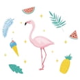 thumbnail image 1 of Vinyl Multicolored 21" x 28" Flamingo Bird Art Kids Bedroom Wall Decoration Watermelons Pineapple Plant Leaves Design Removable Home Living Room Wall Decal Sticker, 1 of 1