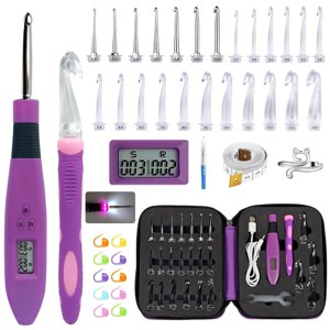 Purple - Double 24 Size Light Up Crochet Hooks Set