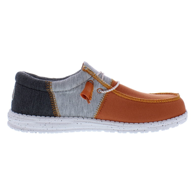Hey Dude Mens Wally Tri Varsity Orange White Navy Slip-On Knit Sneakers Hey Dude Wally Tri Varsity Orange Size M8 Men main image 4