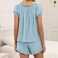 thumbnail image 3 of Chuancc Pajama Set for Women 2 Piece Lounge Set Short Sleeve Tops and Shorts Soft Sleepwear Light blue 2XL, 3 of 6