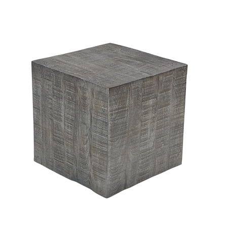 Rydan Side End Table | 19 Inch Square Block Top | Sandblasted Gray Mango Wood