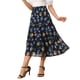 thumbnail image 4 of Falda Floral de Chiffon para Mujer Inspire Chic, A-line, Larga, con Volantes en Capas, Boho, Verano, Midi, Talla XS, Color Marino, 4 of 6