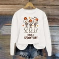 thumbnail image 3 of Funny Halloween Sweatshirts for Women Long Sleeve Crewneck Cute Ghost Skeleton Pumpkin Graphic Sweatshirt Pullover Top, 3 of 4