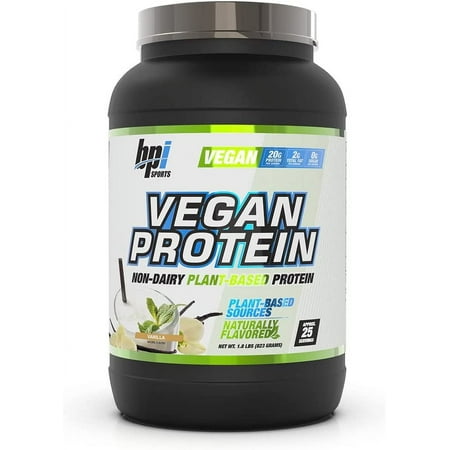 BPI Sports Vegan Protein Powder, Pea and Brown Rice Protein, Vanilla, 20g Protein, 1.9 lbs, 25 Servings