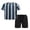 Blue/Black/White Stripe, variant on Boys Drop Shoulder T-Shirt & Drawstring Waist Shorts Set Casual Summer Clothes