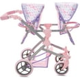 thumbnail image 4 of Dolls To Play Baby Doll Double Stroller Twin Pram Buggy with Adjustable Handle, Rotating Wheels, Storage Basket & Diaper Bag – Purple (27.5 in), 4 of 8