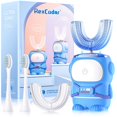 thumbnail image 1 of RexCodar Cepillo de dientes eléctrico ultrasónico en forma de U para niños IPX7 resistente al agua cinco modos de limpieza recordatorio inteligente 60S (azul de 6 a 12 años), 1 of 7