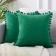 thumbnail image 1 of 2er Set Samt Kissen mit Pompoms Einfarbig Kissenbezüge Dekorative Kissenhülle Kopfkissen Sitzkissen Dekokissen Couchkisen für Sofa Schlafzimmer Büro 45X45cm, 1 of 6