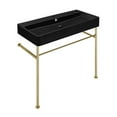 thumbnail image 2 of Carre 36 Ceramic Console Sink Matte Black Basin Gold Legs, 2 of 10