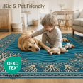 thumbnail image 4 of ODIKA 5'x7' Washable Area Rug Non-Slip, Low Pile, Stain Resistant Ocean Turtle Centerpiece Coral Branch Accents Navy Symmetrical for Guest Room, Lounge, Apartment, 4 of 7