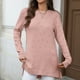 thumbnail image 5 of Heisall Women's Autumn Winter Tops Long Sleeve Solid Color Jacquard Pattern Round Neck Loose Split Hem Casual Fashion Blouses, 5 of 7