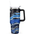 thumbnail image 2 of Bule & Gold Marble 40 OZ Tumbler Cup with Lid and Straw for Water Iced Tea Coffee Smoothie and More, 2 of 7