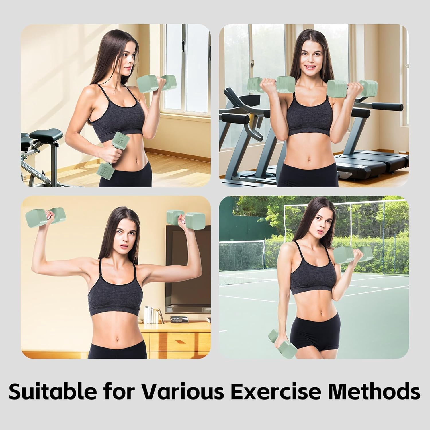 20LBS Adjustable Dumbbell Set, 4 in 1 Free Weights Dumbbells Set for,4lb 6lb 8lb 10lb, with Metal Non Slip Handle，Quick Change，Home Gym Strength Training Equipment for Men and Women