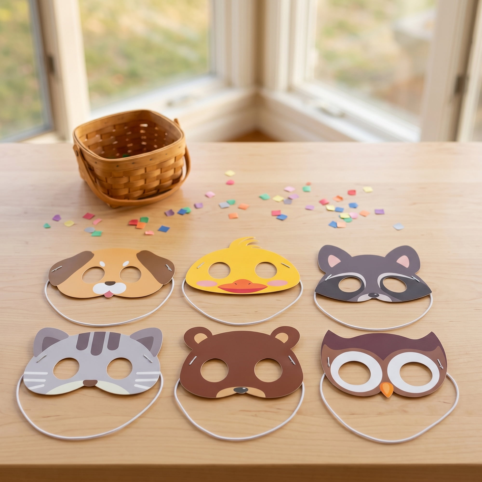 Unique Bargains 6-Pack Cartoon Paper Masquerade Masks for Party Style C Set 7.6" x 5.8"
