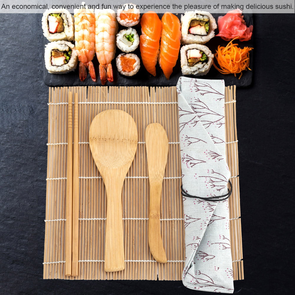 5 Paires De Baguettes 1 Palette 1 Shaker à Riz Ensemble d'Outils Fabrication Sushi Tapis Rouleau Sushi Tapis Sushi Bambou Ensemble Sushi Complet Pour Débutants Et Amateurs Sushi 2 Tapis Roulants 
