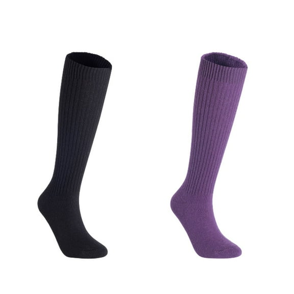 Lian LifeStyle Women's 2 Pairs Exceptional Knee High Wool Boot Socks FS05 Size 6-9  Black,Purple