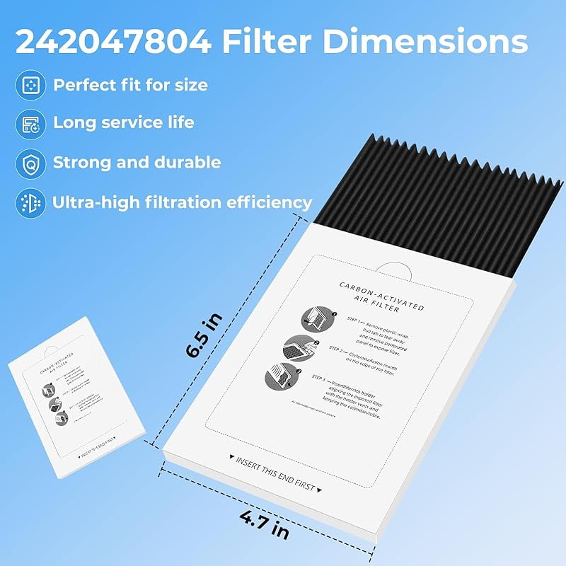 Refrigerator Air Filter Replacement for Frigidaire PAULTRA Pure Air Ultra and Electrolux EAFCBF Fridge Replace 242061001, 242047801, 242047804-12 Pack