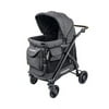 Single Stroller Wagon (1 Seater) With Raised/Reclining/Removable Seats, Retractable/Removable Canopy, 5 Point Safety Harness, And Adjustable Push Handle - Volcanic Black