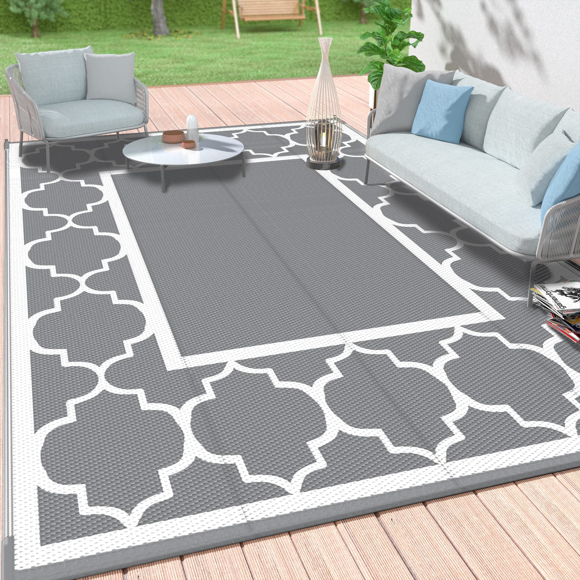 Outdoor Rug 5'x8' for Patio Waterproof Non-Slip Indoor Area Rug for Living  Room Rectangle Deck Mat Portable Porch Floor Carpet for Balcony