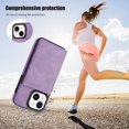 thumbnail image 6 of Phone Case for iPhone 13 6.1 inch Wallet Cover with Tempered Glass Screen Protector and RFID Slim Credit Card Holder Slot Stand Cell Accessories iPhone13 5G i i-Phone i13 iPhone13case Women Purple, 6 of 13