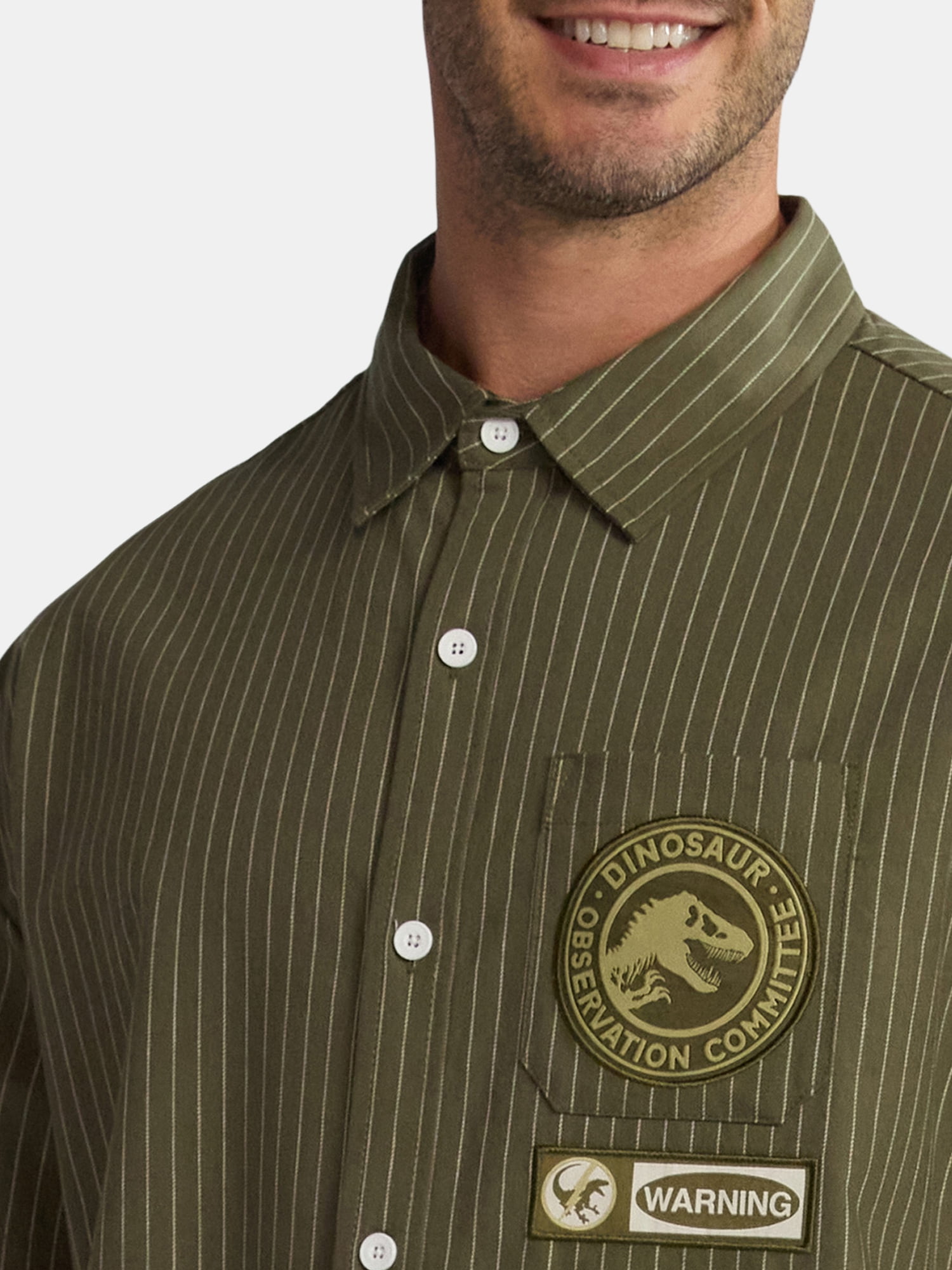 Jurassic Park Men's and Big Men's Dinosaur Committee Button Up Shirt, Sizes S-3XL