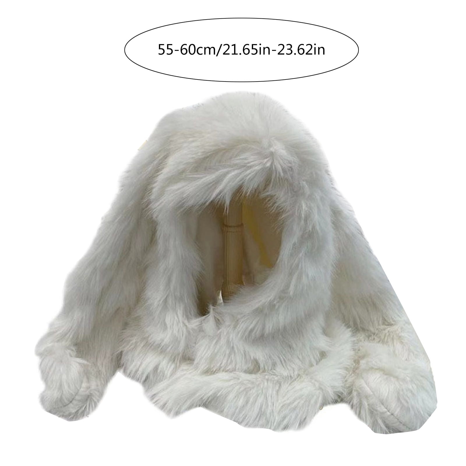 Furry Plush Neck Scarf Hat Soft Headcover Cap Teens Girls Rabbits Ear Bonnet Cap