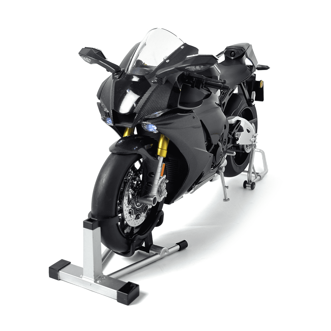 1/6 Scale R1M Alloy Dynamic RC Motorcycle Model, Realistic Simulation Sports RC Dirt Bike with Ignition Sound, Exhaust Smoke Effects & Light-Up Functions for Enthusiasts