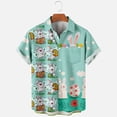 thumbnail image 4 of Hawaiian T-shirts for Men- Easter Rabbit Short Sleeve Beach Tops Bunny Printed Lapel Loose Tops Tops with Pocket, #4, Adult-3XL, 4 of 8