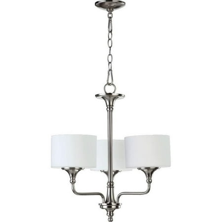 Satin Pewter Three Light Chandelier - Quorum Rockwood 3 Light Up Chandelier in Satin Nickel