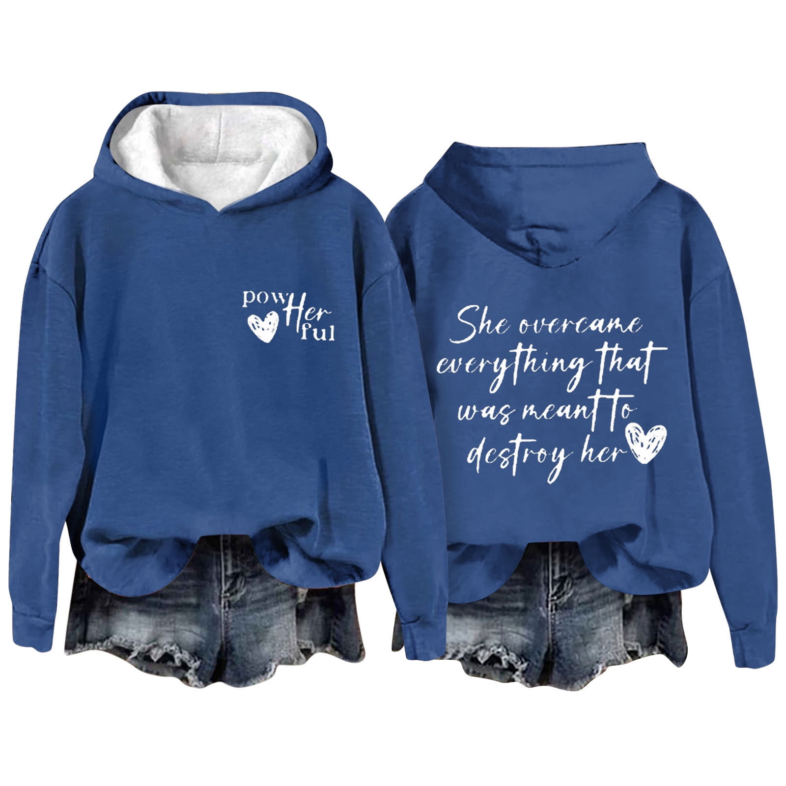 Black_Friday&Cyber/Monday Womens Clothing Under $10.00 Yuxingfu Women'S Casual Fall and Winter Long-Sleeved Fashion Printed Hooded Tops Sweatshirt